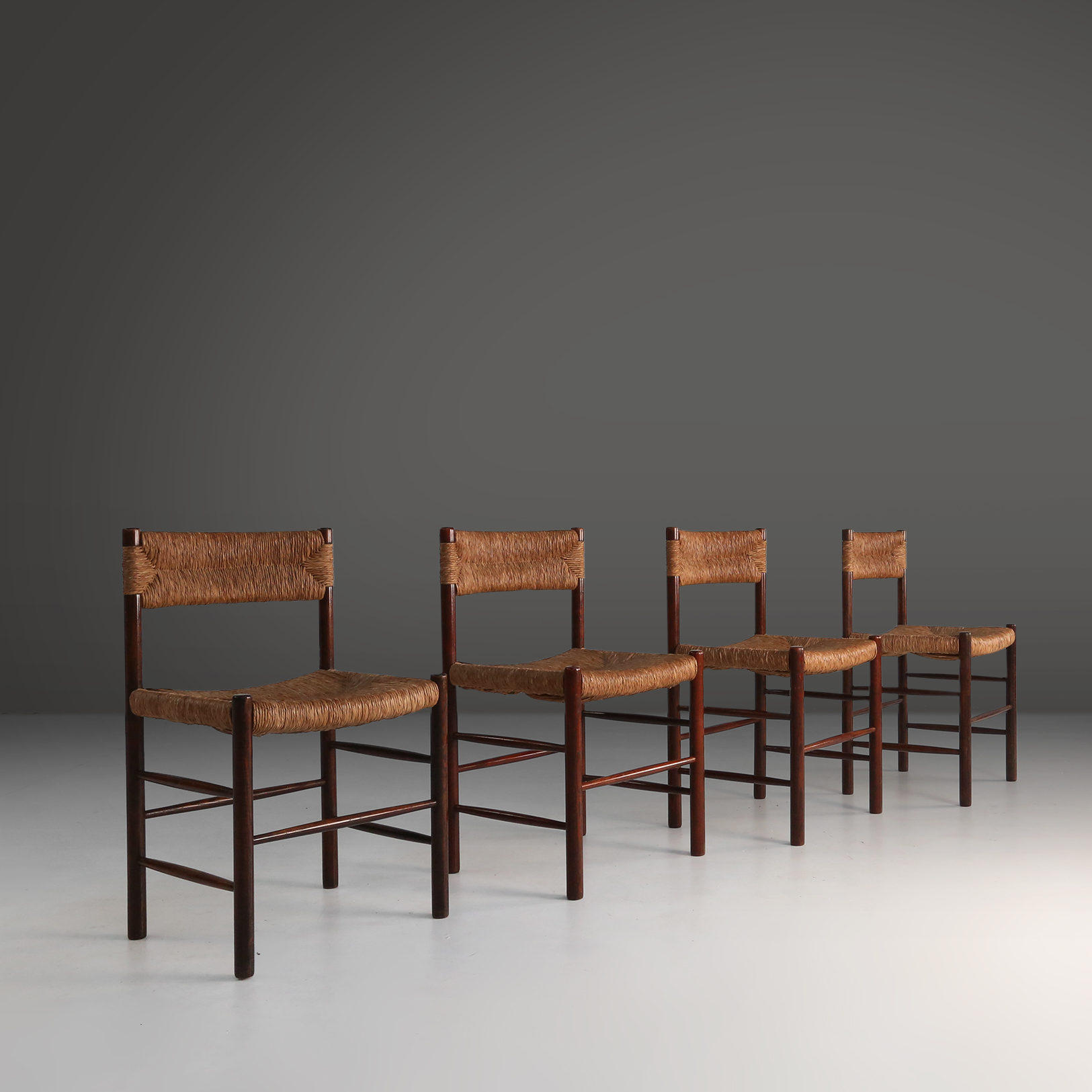 Set of 4 Dordogne chairs by Charlotte Perriand for Sentou, France, 1950sthumbnail
